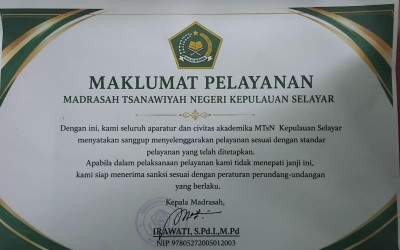 STANDAR LAYANAN MTsN KEPULAUAN SELAYAR